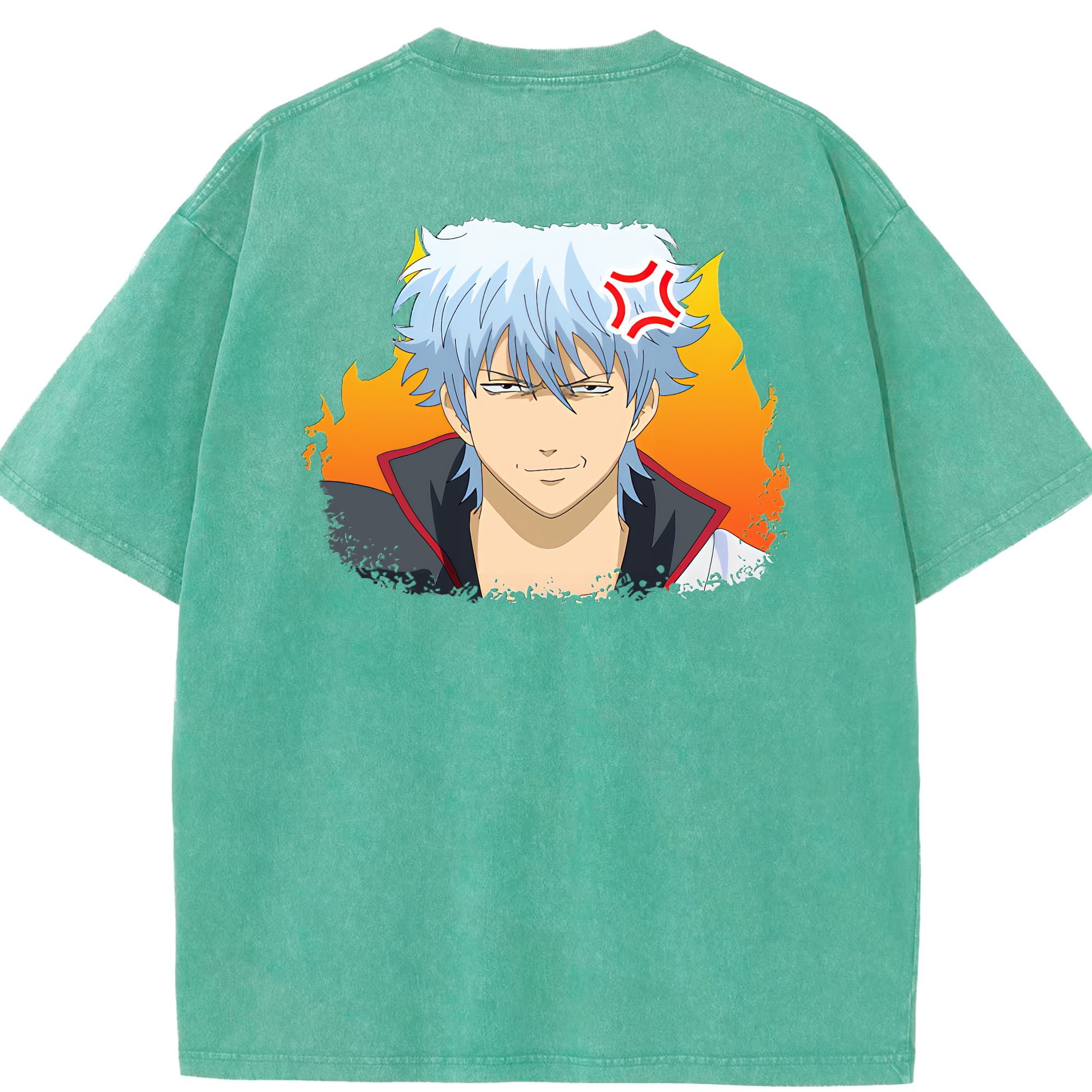 （画像用） ぎんたま 坂田銀時（さかたぎんとき） 神楽 志村新八（しむら しんぱち） GINTAMA Sakata Gintoki Kagura Shimura Shinpachi 綿100% ヴィンテージ風 半袖Tシャツ（背面プリント）